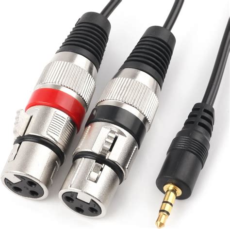tisino dual female xlr  mm trs stereo  adapter cable unbalanced xlr    mini jack