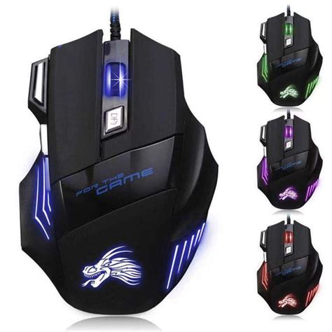 gaming mouse 7 button usb wired led breathing fire button 3200 dpi lap