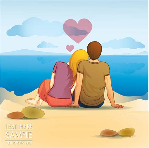 couples on the beach cartoon illustrations royalty free vector