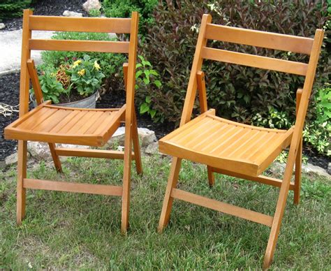 pair  vintage folding wooden deck chairs   romania original