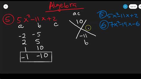 algebra factorization method youtube