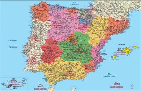 mapas vectoriales de espana ciudades ccaa comarcas
