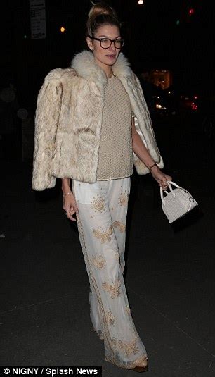 jessica hart arrives at new york fashion week in fur coat