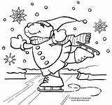 Coloring Pages Winter Kids Adult Skating Ice Sheets Christmas Scenes Season Sledding Bear sketch template