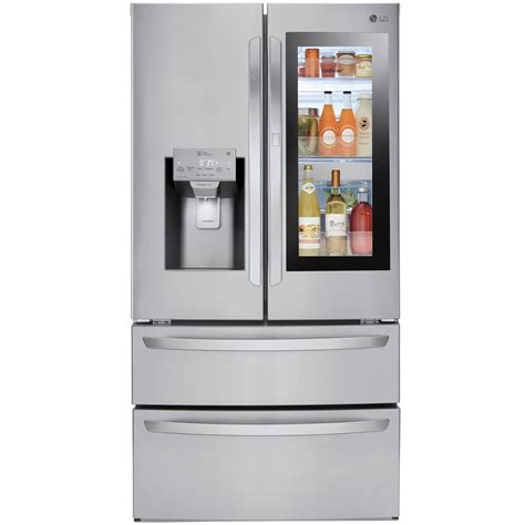 lg lmxss  cu ft smart french door refrigerator  instaview stainless steel