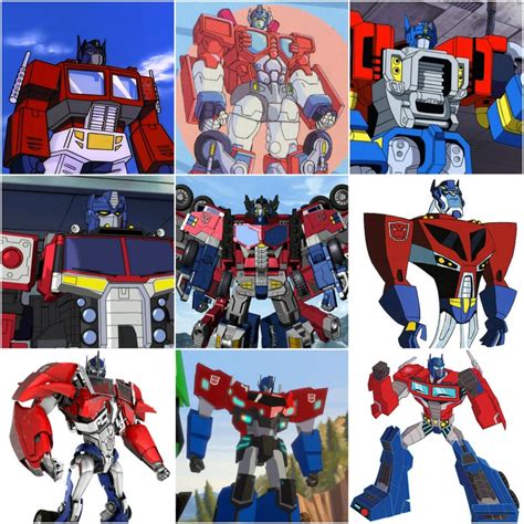 evolution  optimus prime  animation transformers