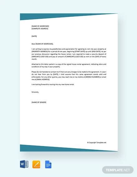 sample rental agreement letter templates  ms word