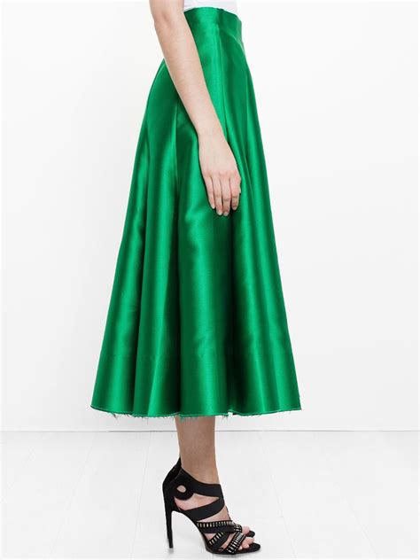 Natasha Zinko Satin Midi Skirt In Green Lyst