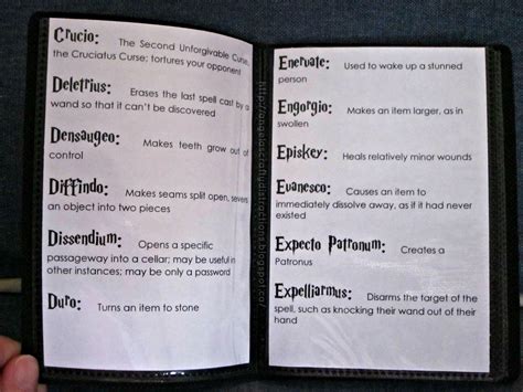 crafty distractions  harry potter spell book