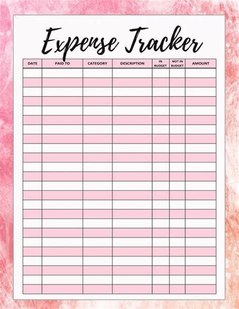 expense tracker template printable