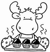 Moose Muffin Give If Coloring Pages Cartoon Drawing Cute Riley Color Silhouette Rubber Stamp Clipart Template Cling Mounted Baking Company sketch template