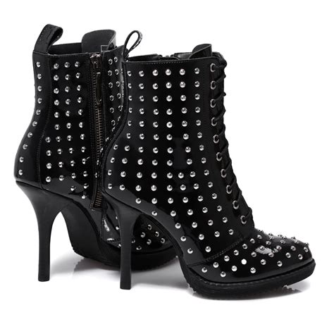 dr martens black leather alize studded womens heels shoes ankle  size   ebay
