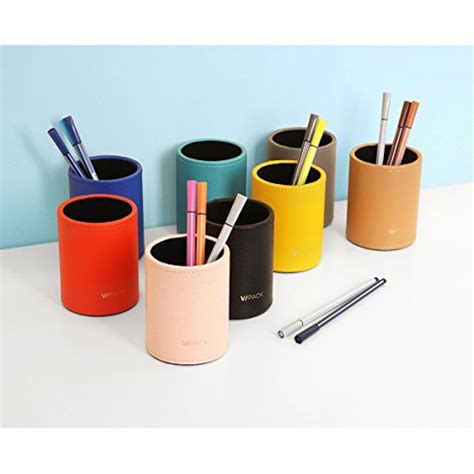 pu leather  pencil cup holder desk stationery organizer onyx black home ebay