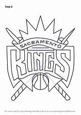 Logo Sacramento Kings Draw Step Drawing Nba Tutorials sketch template