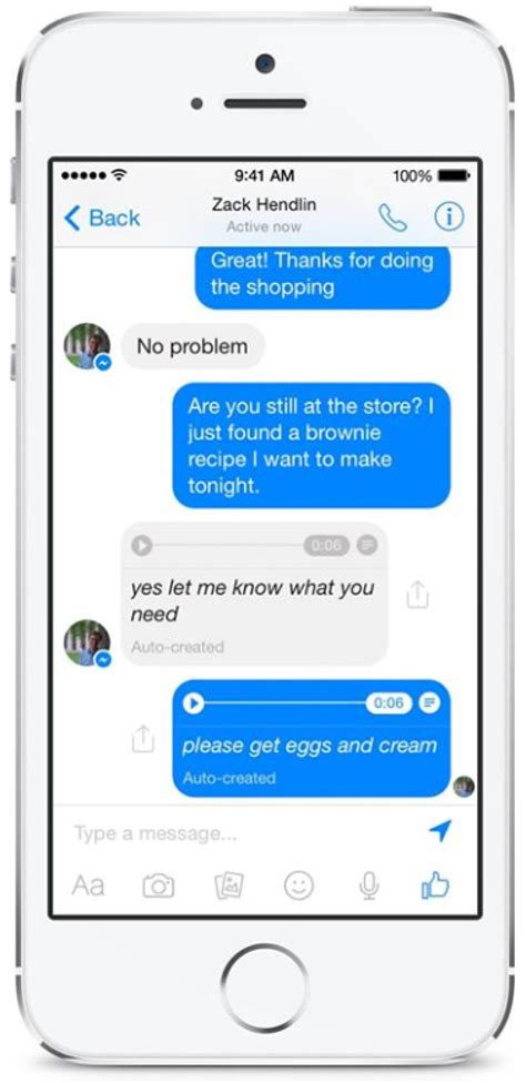 facebook begins small scale testing  voice  text conversations