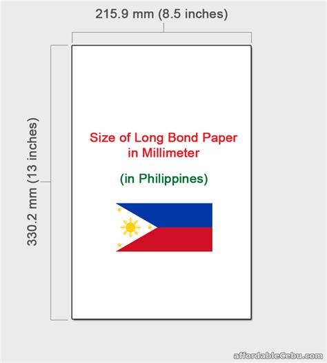 long bond paper size  mm millimeter  philippines computers tricks tips