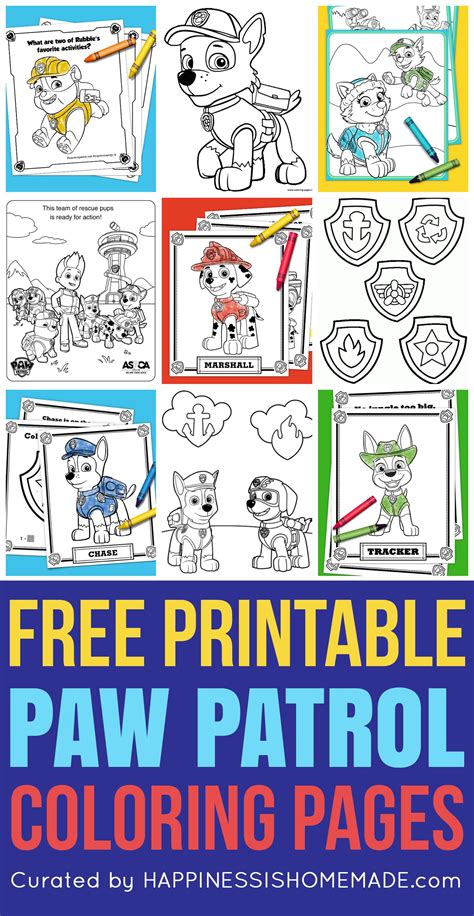 paw patrol coloring pages happiness  homemade