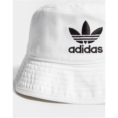 adidas originals cotton trefoil bucket hat  white  men lyst