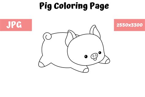 pig coloring book page  kids graphic  mybeautifulfiles creative