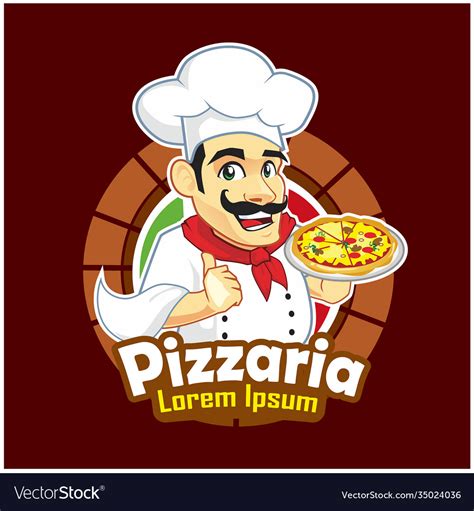 pizza chef logo cartoon royalty  vector image