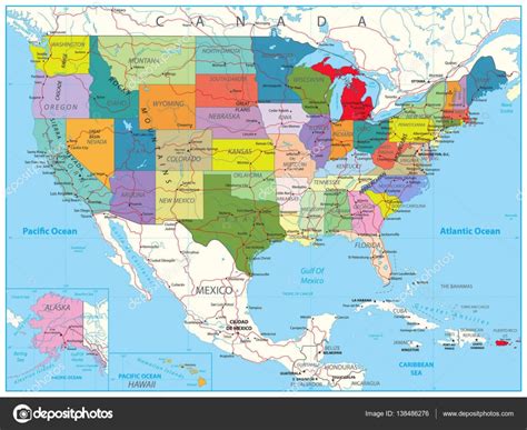 mapa con division politica de estados unidos