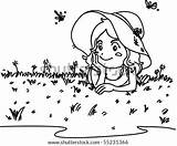 Grass Lying Girl Sketch Background Search Shutterstock Stock sketch template