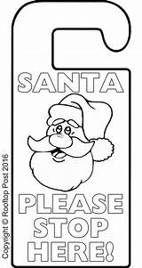 Door Santa Christmas Hanger Colouring Stop Colour Coloring Pages Please Template Hangers Eve Printables Children Signs Father sketch template