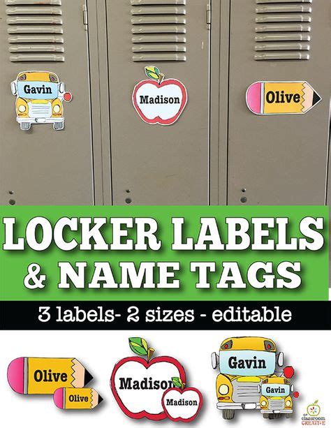 tags locker labels editable classroom organization