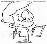 Budget Writing Boy Illustration Cartoon Royalty Toonaday Lineart Clipart Vector Collc0008 Clip sketch template