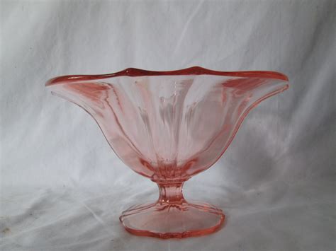 Beautiful Pink Depression Glass Pedestal Bowl Compote