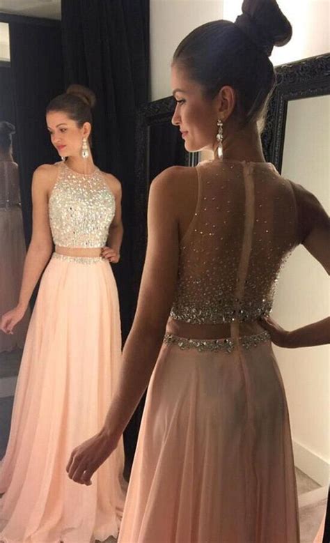 blush pink chiffon long prom dresses pretty beading prom gowns for teens classy handmade evening
