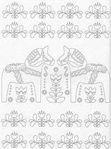 Scandinavian Dala Embroidery Mandala Skandinavische Weihnachten Gemütliche Kunstwerke Deko Bastelarbeiten Pferde Bastelei Schweden sketch template