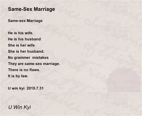 same sex marriage same sex marriage poem by u win kyi