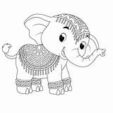 Elefante Colorear Indio Plantilla Elefantes sketch template