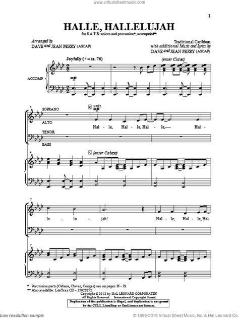 Perry Hallelu Hallelujah Sheet Music For Choir Satb Soprano Alto