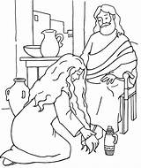 Coloring Jesus Feet Mary Anoints Popular sketch template
