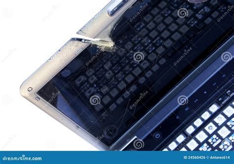 broken laptop stock photo image  isolated concept