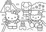 Kitty Hello Coloring Park Pages sketch template