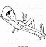 Sun Vector Beverage Outlined Toonaday Leisure Lounging sketch template
