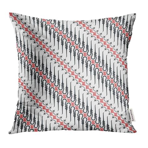 cmfun black abstract batik pattern indonesia diagonal red asian beautiful border pillowcase