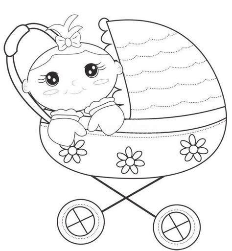 cute baby stroller carriage coloring page