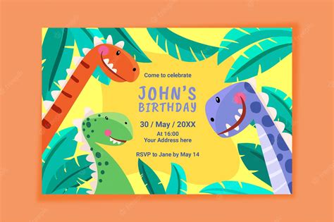 dinosaur birthday invitation template stokverse