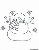 Coloring Snowman Pages Winter Printable Snowflake Christmas sketch template