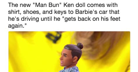 ken doll with man bun twitter reactions popsugar love and sex