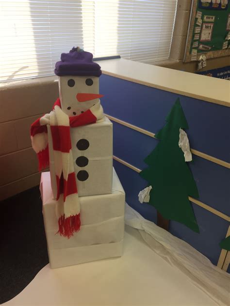 one side of interactive snowman winter unit dramatic play preschool