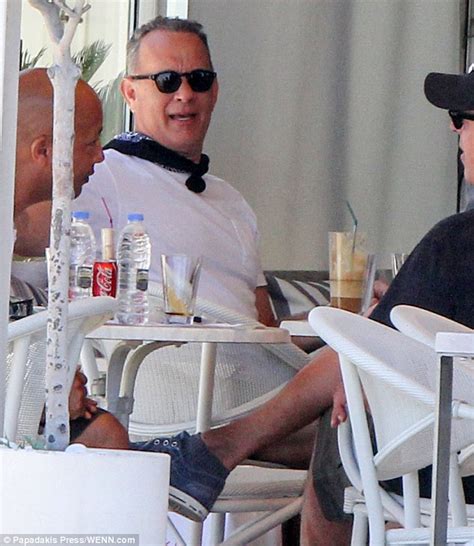 tom hanks is summer ready in fedora and neck scarf in antiparos with wife rita wilson daily