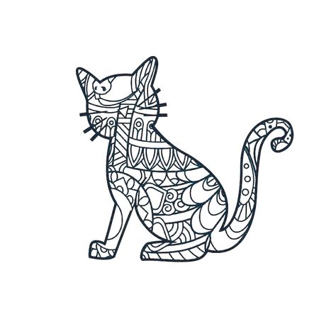 popular cat mandala coloring page patterned kitty  color
