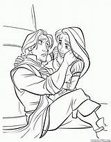 Rapunzel Coloring Flynn Rider Gothel Pages Mother Tangled Print sketch template