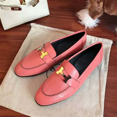 hermes women shoes paris loafer pink lulux