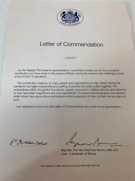 letter  commendation fact